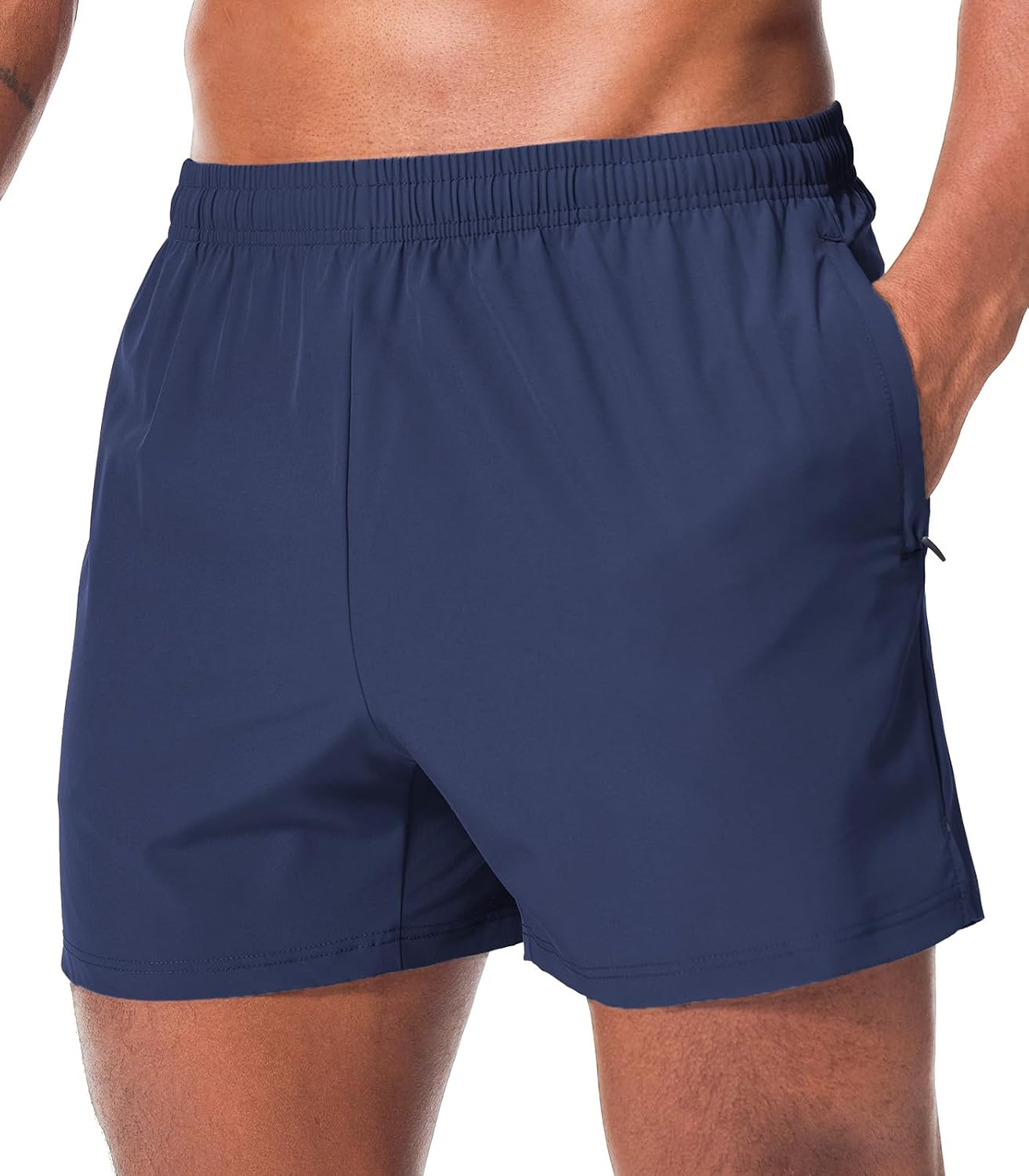 Surenow Mens Workout Running Shorts Quick Dry Gym Shorts Active Lightweight Shorts Athletic Shorts for Men with Zip Pockets