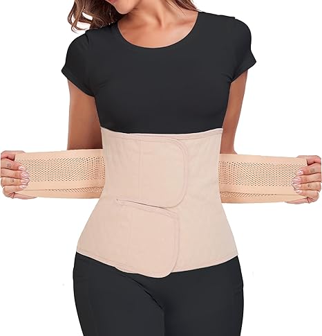 MAMODY Postpartum Belly Band Postpartum Belly Wrap, Abdominal Binder Post Surgery C-section Recovery Support Belt After Birth Brace, Slimming Girdles (Classic Beige, 2X-Large)