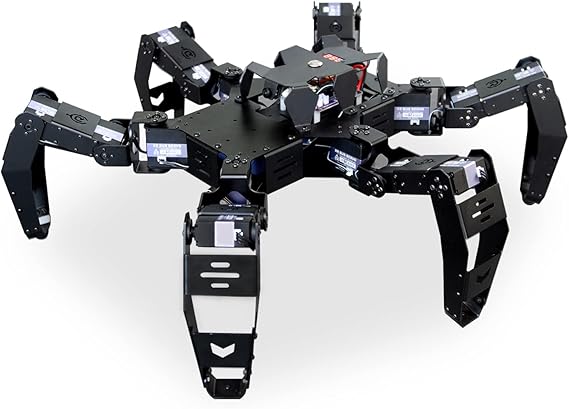 Hexapod Robot Kit for ESP32, STEM Walking Crawling Spider Robot, Supports Arduino C Programming, App RC, Video Transmission, 18DOF Aluminum Alloy Frame Kit with Tutorial