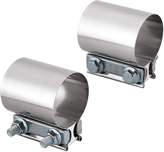 KAKO 2.5 Inch Exhaust Clamps (2 Pack), Stainless Steel Band Clamps for 2.5" OD Exhaust Pipe, Muffler Connection