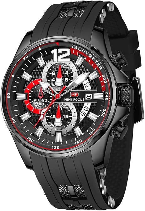 KXAITO Mens Watches Military Sport Waterproof Chronograph Watch Luminous Silicon Leather Strap Casual Watches for Men Fashion Analog Quartz Business Wrist Watch Clock