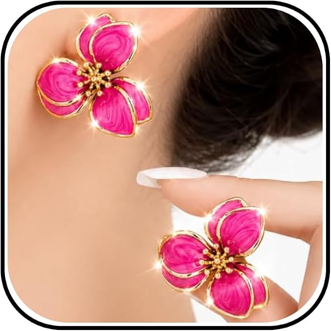 Gold Flower Earrings for Women Floral Statement Trendy Elegant 2026 Spring Dresses Outfits Fashion Jewelry Accessories