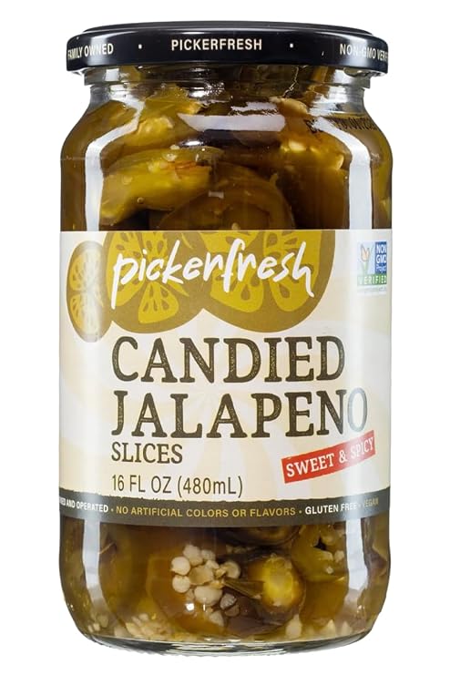 Pickerfresh Candied Jalapenos, Fesh Sliced, Bold, Tangy and Sweet (16oz)