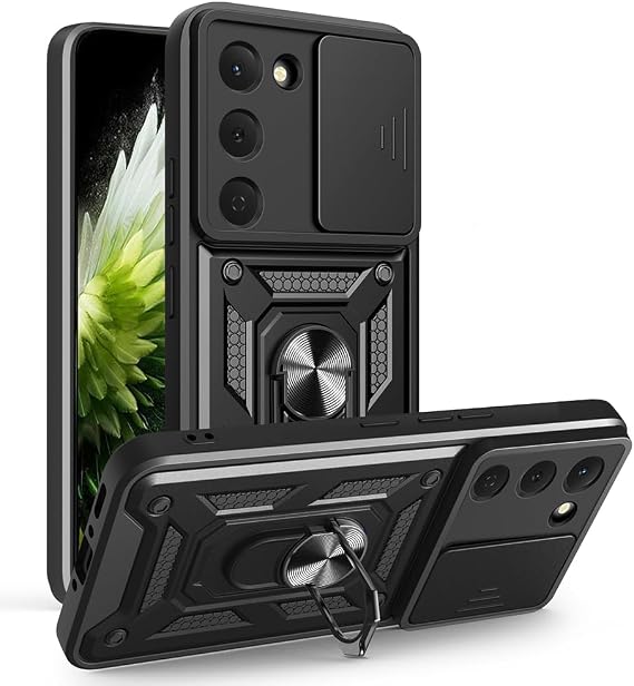 UnDePlus Tecno Spark 40 Pro ile uyumlu Kılıf Kamera Korumalı Zırh Tank Sürgülü Vega Kapak Siyah