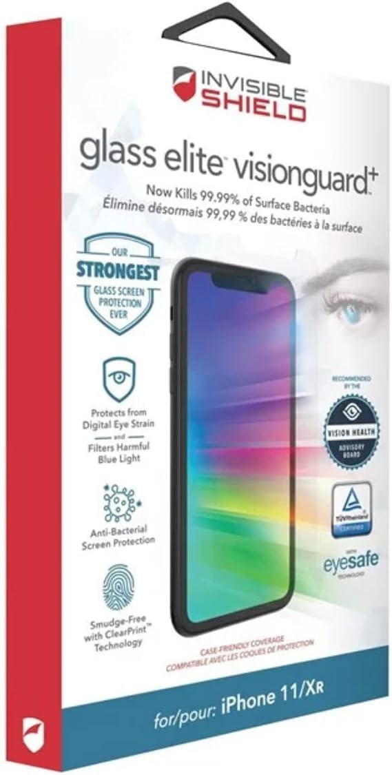 ZAGG InvisibleShield Glass Elite VisionGuard+ for iPhone 11 and iPhone XR - Extreme Shatter, Impact and Scratch Protection, Fingerprint Resistant - Clear