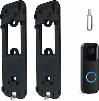 Blink Doorbell Back Plate with 3 Holes, Blink Doorbell Mount Upgrade Blink Doorbell Backplate Replacement, Blink Doorbell Accessories, Blink Doorbell Mounting Plate (2, Black)