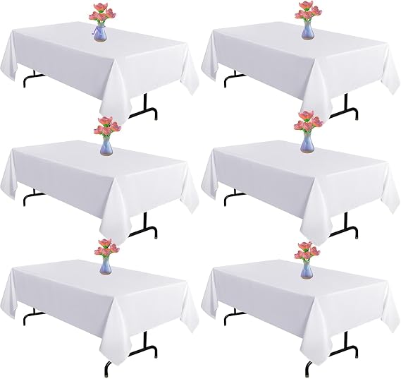 5 Pcs White Table Cloth, 137 X 274 Cm, Rectangle