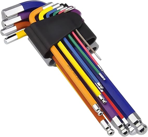 9 PCS Allen Key Set, Diamond Cut Metric Hex Key Set, Metric Hex Wrench Sets, Ball End Hex-Key with MultiColour Coded,1.5-10mm Allen Wrench Universal Sets for Furniture Assembly, Motorcycle Maintenance