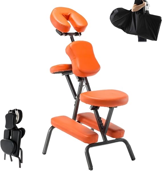 Folding health chair, portable massage chair, waterproof PU upholstery, can withstand 136kg, easy to assemble, very suitable for tattooing, massage, acupuncture, pink