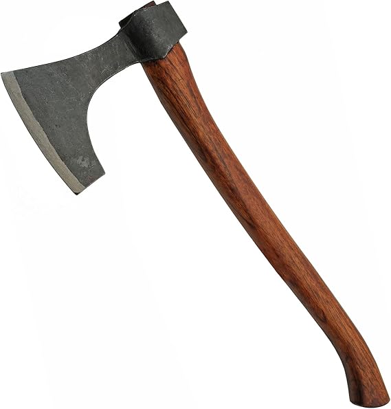 SZCO Viking Bearded Axe 17 Inch - Brown Camping Axe with Carbon Steel Blade, Wood Forged Handle - Medieval Battle Axe for Outdoor, Display, Costume & Collectors - Ideal Gift for Men