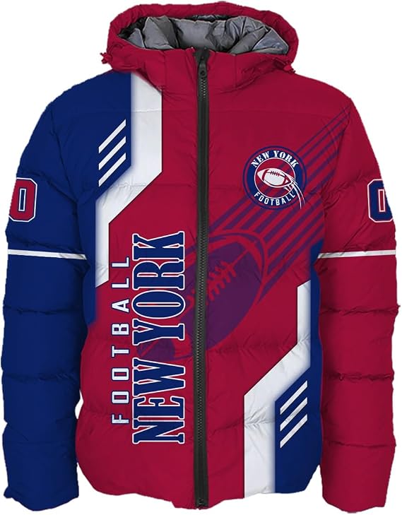 Mens Football Comfort Colors Custom Name Number Lightweight Water-Resistant Down Jacket Puffer Coat S-5XL