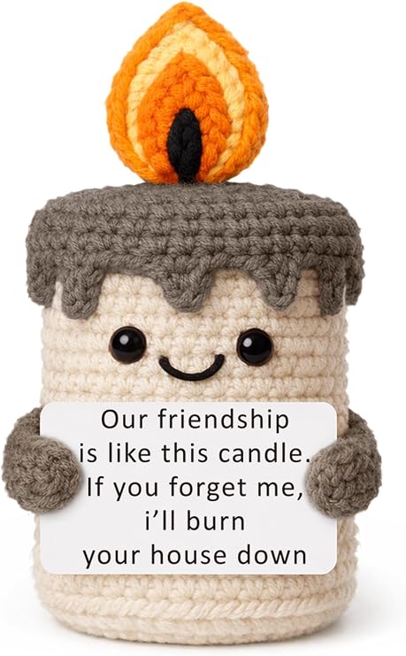 YUEYUQIU Funny Best Friend Birthday Gifts for Women Men, Handmade Crochet Candle Decor, Sarcastic Friendship Presents for Bestie Sister, Cute Birthday Christmas Gag Gift, Dark Humor Desk Accessories