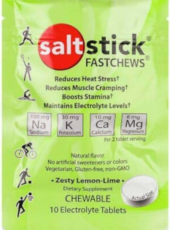 Saltstick Fastchews - 1 Pack of 10 Chewable Electrolytes - Zesty Lemon Lime-1ct