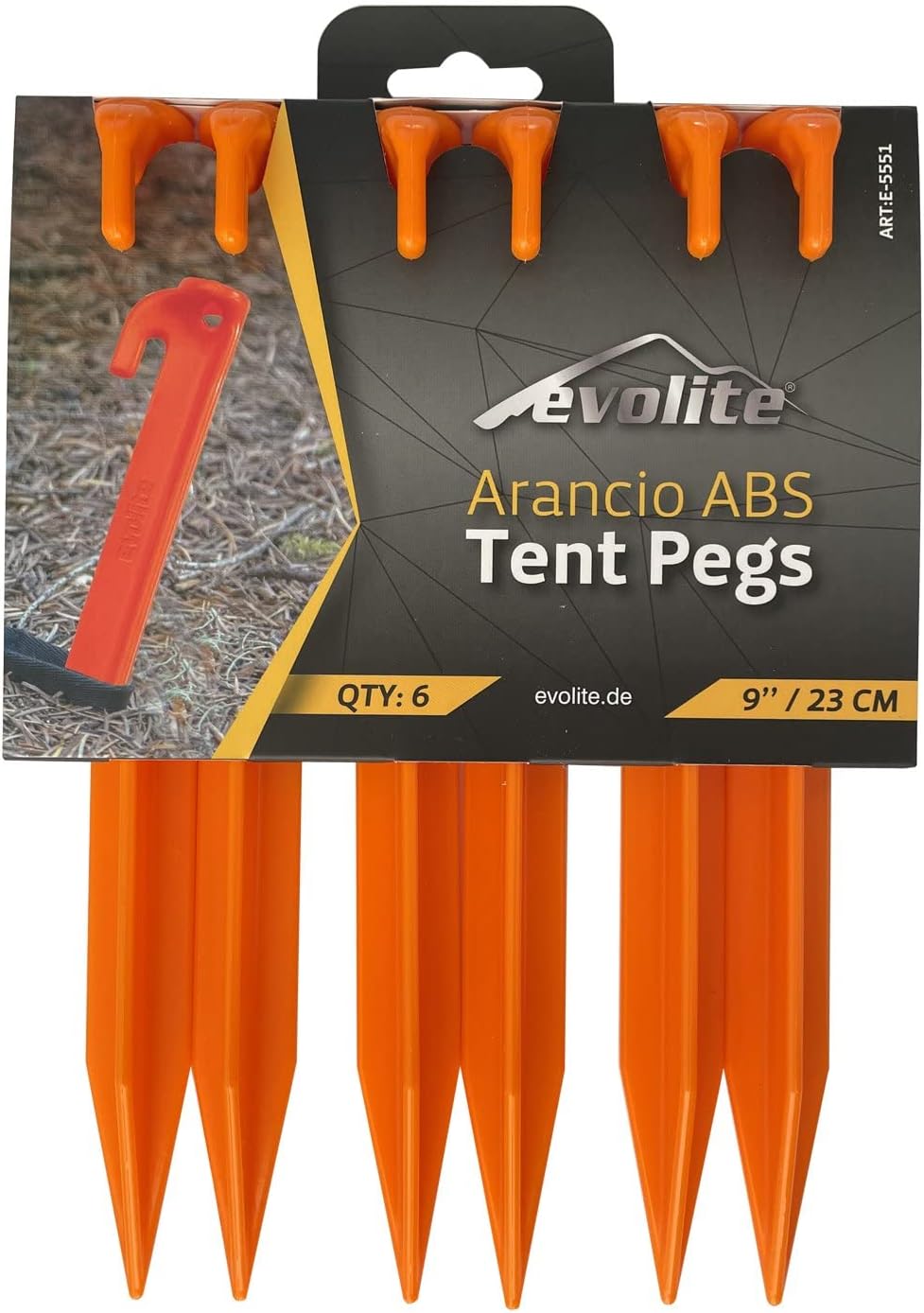Evolite Arancio ABS Tent Stake - 6 Pieces