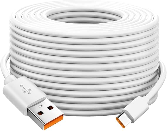10M Extra Long USB C Cable,Durable USB A to USB C Fast Charge Cord | Power Extension Charging Lead for Security Cameras Tablets SmartPhones Controller and More (White, 10M)