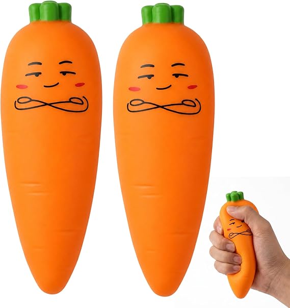 Carrot Squishy, Fidgets, 2 Pcs Slow Rising Squishy Fidgets for Party Favors, Portable Squishies for Office Desk and Commute Use