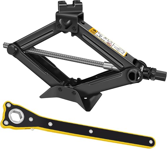2T Labor-saving Scissor Jack for Car - 110-390mm Height Adjustable Auto Lift, Steel Vehicle Tire Changing Tool for Emergency Roadside Assistance
