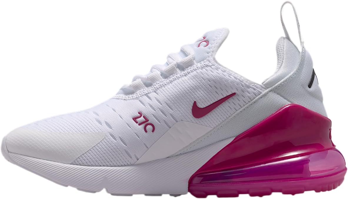 Nike Air Max 270 Big Kids' Shoes (White/Black/Sweet Beet) Size 6