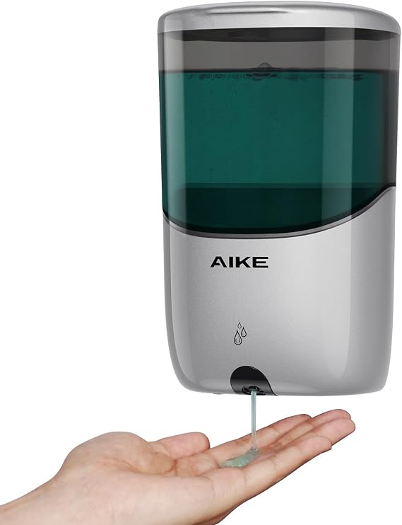 AIKE AK1216 Automatic Wall Mounted Soap Dispenser 650 ml Silver Soap Dispenser Wall Mounted Liquid Soap Dispenser for Bathroom and Kitchen
