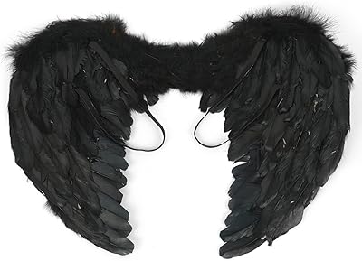 TiaoBug Deluxe Angel Feather Wings Halloween Christmas Fancy Dress Costume for Kids Adults Type C Black One Size