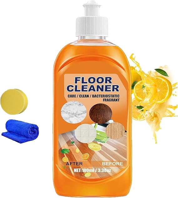 Floor Cleaner, 3.38 Oz/100ml Glossy Clean Floor Cleaners, Multipurpose Floor Cleaner Liquid, Powerful Household High-Performance Cleaner for Wood, Tile (1)