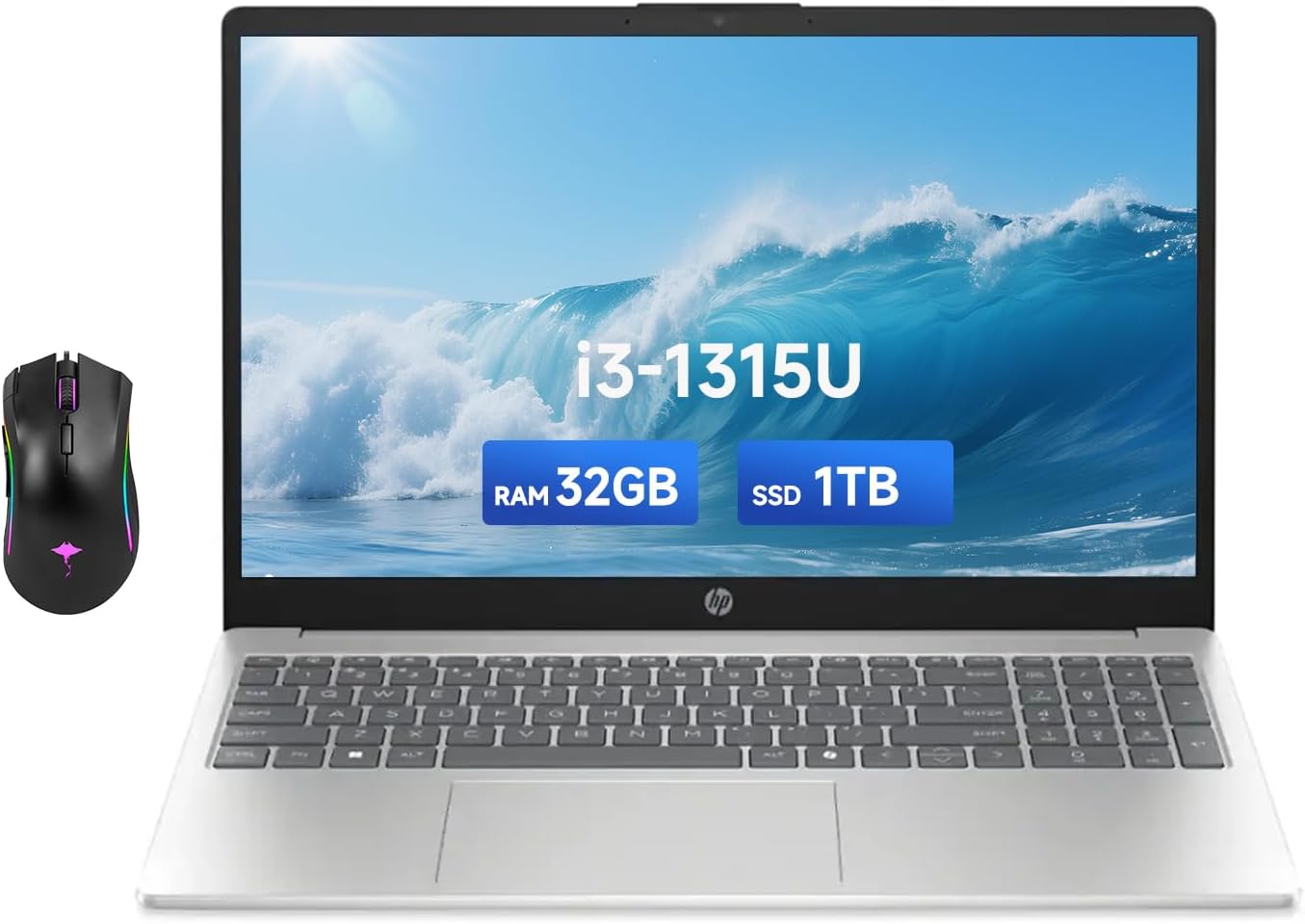 HP 15.6 Touch Screen Student-Laptop,6 Cores Intel Core i3-1315U 32GB RAM 1TB PCIe SSDBest i5-1115G7 Up to 4.5GHz Laptop-Computer with WiFi6 Win11 wGM Gaming Mouse