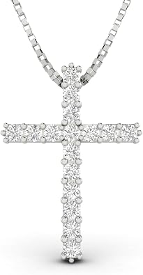1/4ctw Natural Diamond Cross Pendant in 10k White Gold (1/4ctw, H-I, I2-I3)