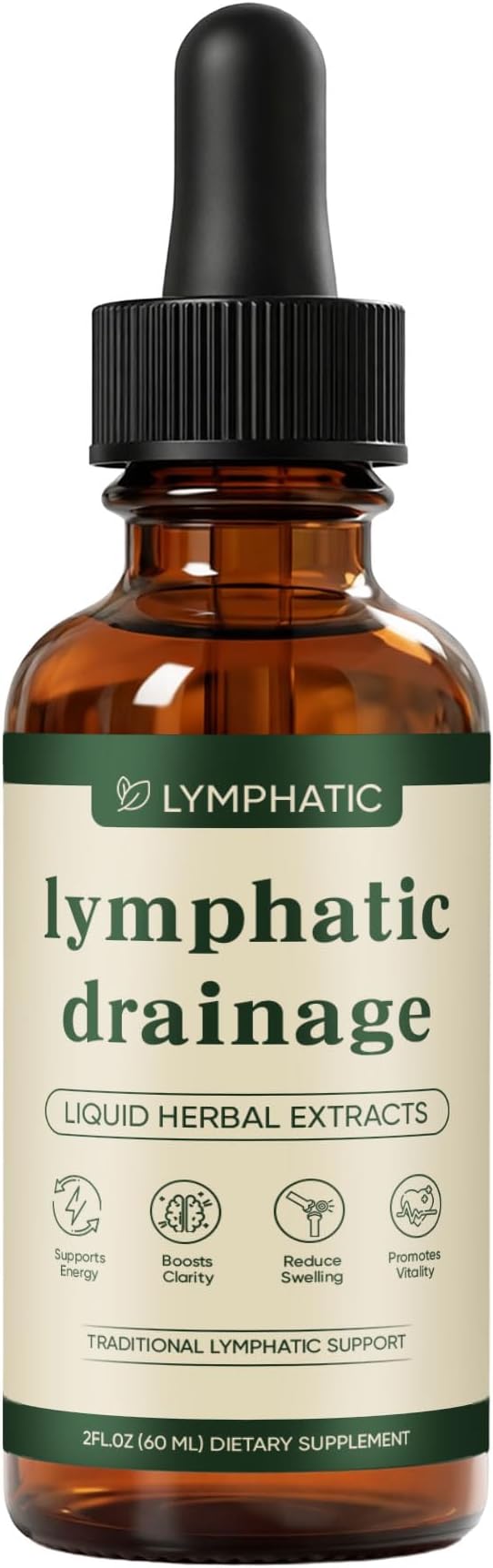 Lymphatic Drainage Drops, Bloat Relief & De-Puff, Immune & Lymph System Support Supplement, Cleavers, Red Clover, Stillingia Root & Prickly Ash Bark, Fluid Retention, Vegan & Alcohol-Free, 2 Fl Oz