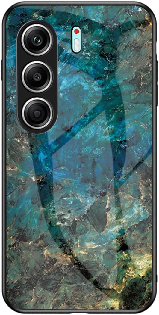 SHIEID Marble Case for Tecno Camon 40 Pro 5G Marble Clear Tempered Glass Cases Soft Silicone Phone Cover Compatible with Tecno Camon 40 Pro 5G (Blue)