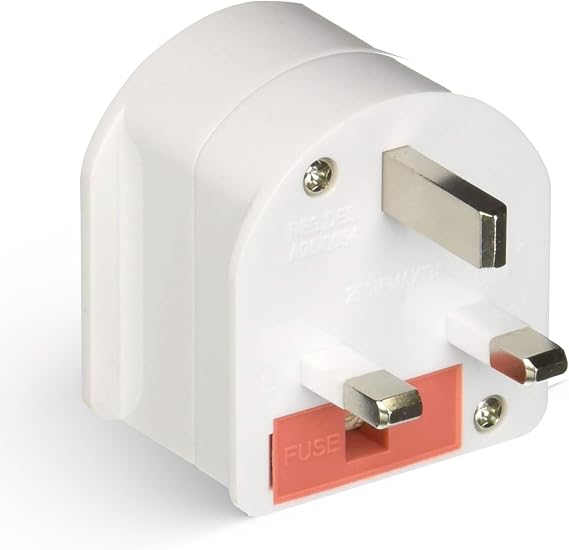 Ceptics GP-SA-UK South Africa to UK Grounded Plug Adapter (250V - Max 13A), White | Converts South African Plug Configuration to British Socket, UK Adapter, Type G Plug Adapter, 250V Rated, Grounded