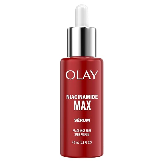 Olay Niacinamide MAX Wrinkle Reducing Serum for Women, 2x Peptides, Anti-Aging Ingredients for Smooth Skin, Made Without Parabens, Phthalates, Mineral Oil, or Synthetic Dyes, Fragrance-Free, 1.3oz