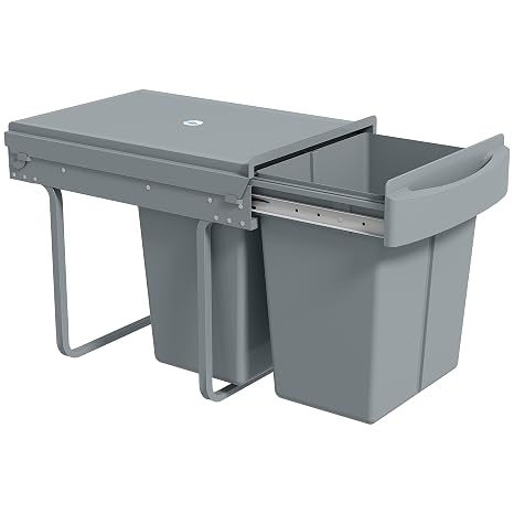 HOMCOM Pull Out Bin Soft-Close Kitchen Under Sink Bin 40L Grey