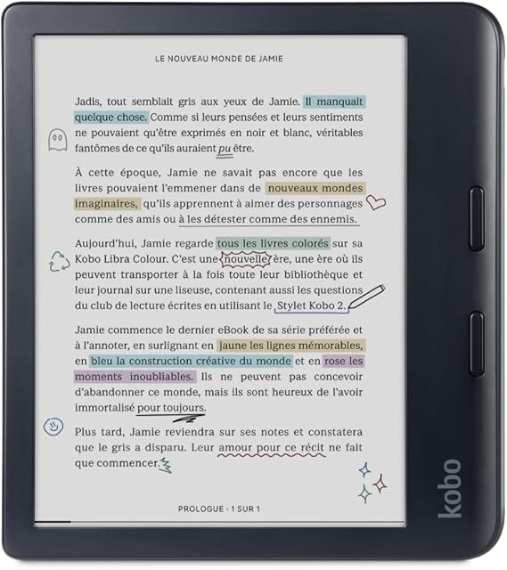 Kobo Libra Colour | eReader | 7 Glare-Free Colour E Ink KaleidoTM 3 Display | Dark Mode Option | Audiobooks | Waterproof | Black