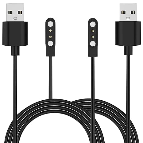 Smartwatch Charger for Smart Watch KT79 Smart Watch KT79 Magnetic USB Charging Cable Long 2 Pack Black