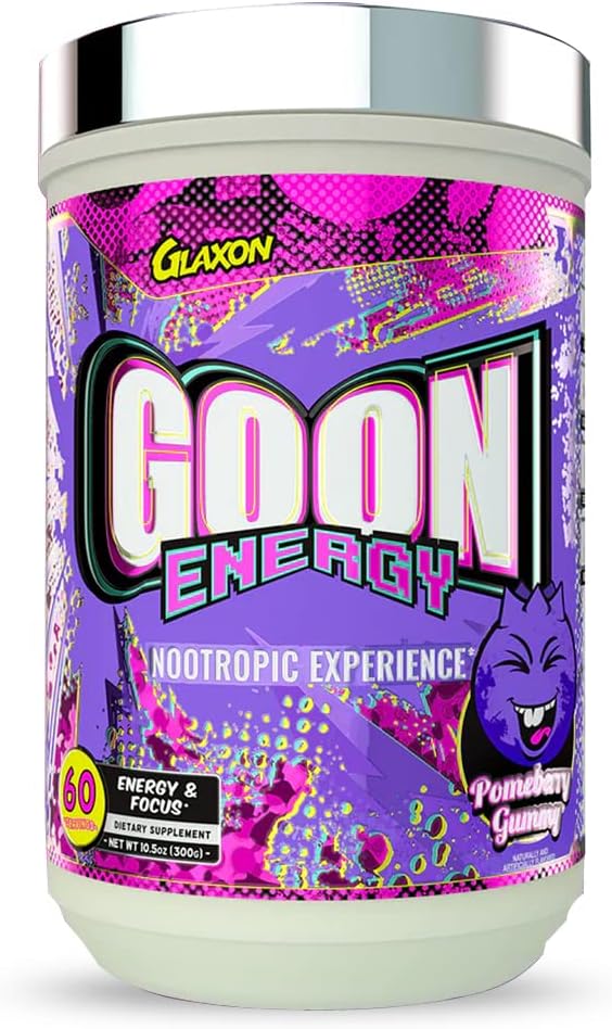 Glaxon Goon Energy - Nootropic and Focus Supplement, 60 Servings, Energy Drink Powder and Brain Support Supplement with Full Spectrum Electrolyte Blend for Hydration Support (Pomeberry Gummy)
