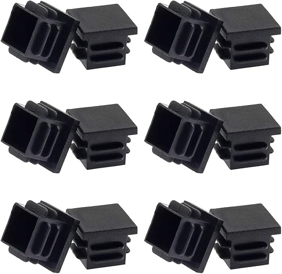 Square Plastic Plug, 19mm (3/4 Inch), Black, 12-Pack | Square Tubing End Caps, Tubing Post End Cap