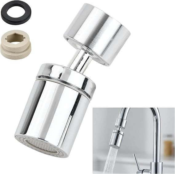 Big Angle Swivel Kitchen Tap Aerator, 360° Rotatable Faucet Spray Head Replacement, Water Flow Modes Splash-Proof Sink Tap Attachment, Universal Faucet Extender for Kitchen and Basin