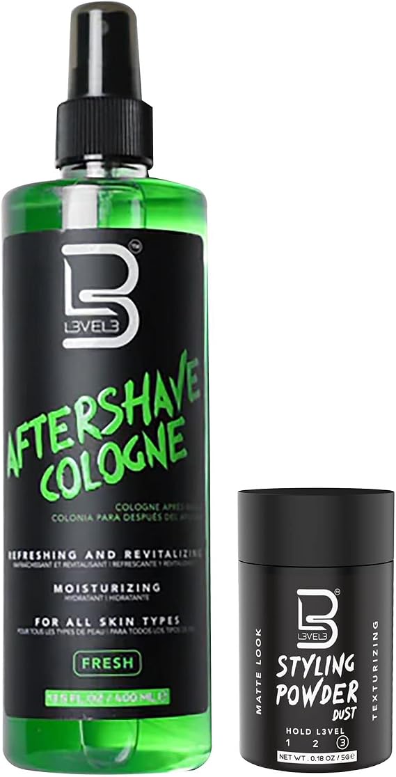 L3 Level 3 After Shave Spray Cologne - Softens Skin - Refreshes and Relieves Face and Skin - Styling Powder Included (Fresh)