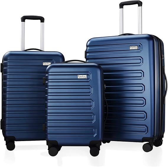 Luggage, 3 Piece Set Suitcase with Spinner wheels, Hardshell, Lightweight, TSA Lock (Navy Blue)