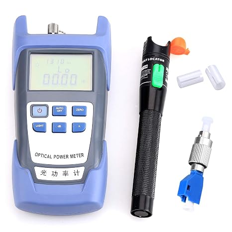 Fiber Optical Power Meter Visual Fault Locator VFL FC Male to LC Female Adapter Fiber Optic Cable Tester Checker Test Tool Kit for CATV Telecommunications Engineering Maintenance (VFL-30)