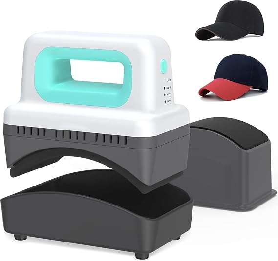Handheld Cap Easy Press, Hat Press Machine, Mini Heat Press for Caps with 3 Heating Levels & Auto-Off for Household DIY Project