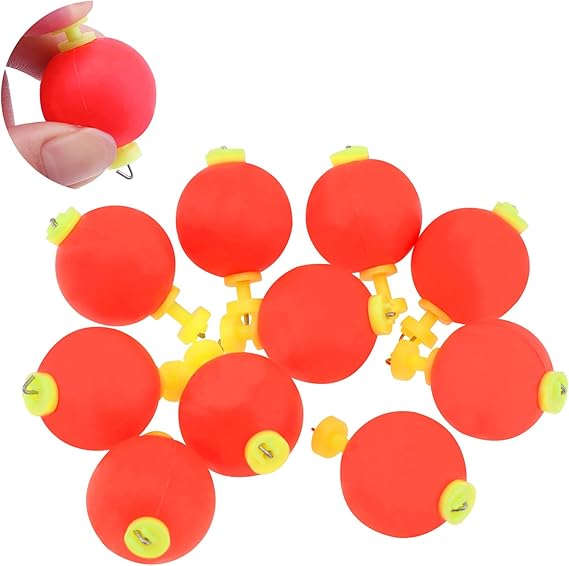 10pcs EVA Foam Fishing Floats Foam Fishing Bobbers, Fishing Bobbers Snap-On Push Button Round Floats, Bobbers Floats Foam Set Fishing Bobber (0.98 inch)