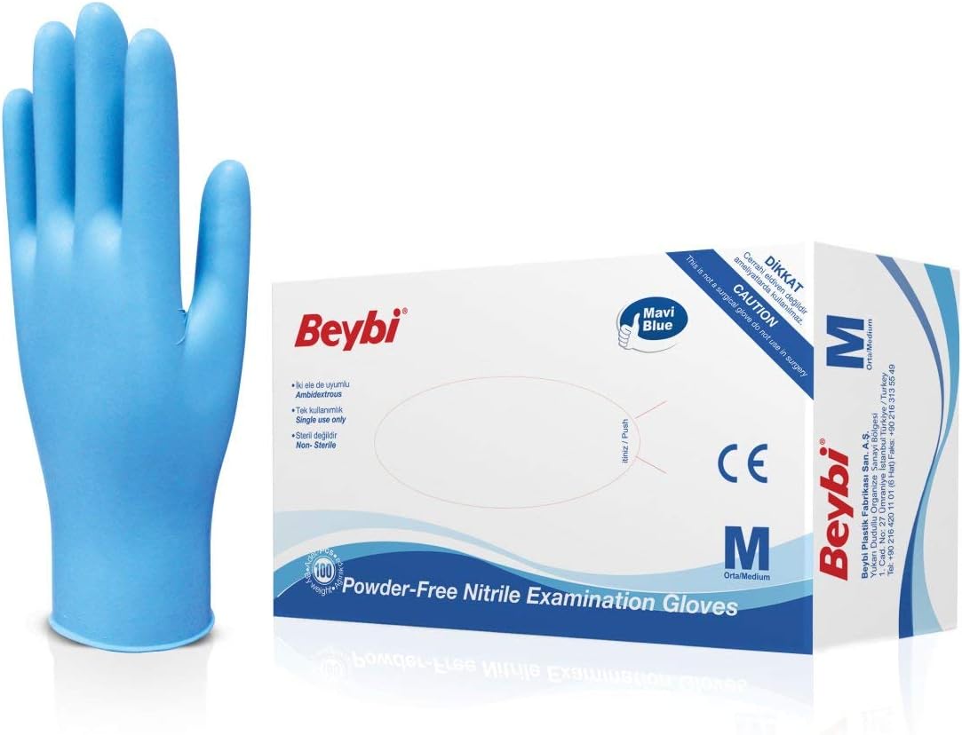 Beybi Blue Powder Free Nitrile Gloves