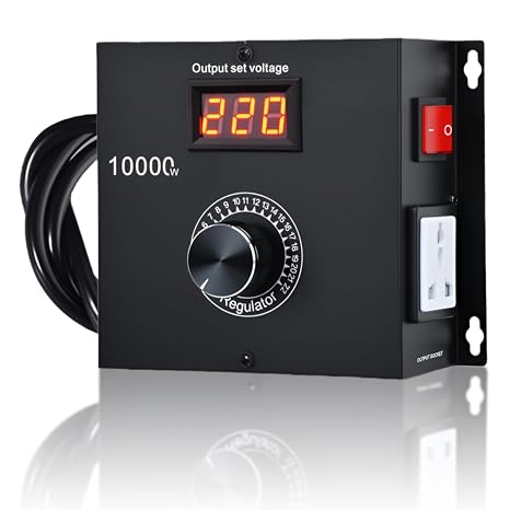 10000W AC 220V Voltage Regulator, SCR Electronic Stepless Motor Speed Controller with LED Display, High Precision Adjustable Dimmer for Household Appliances and Electrical Equipment (10000, Watts)
