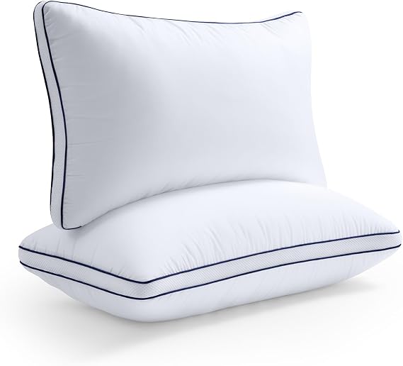 BedStory 2 Pack Sleeping Pillows, Bed Pillows Down Alternative Hypoallergenic Pillows with Microfiber Filling for Side/Back/Stomach Sleeper, Pillow for Neck Pain Suffers Washable (Blue 42X70CM)