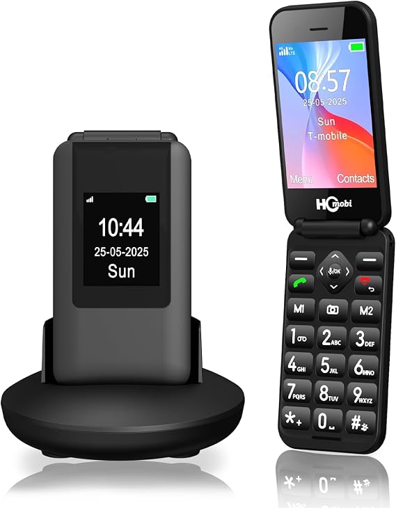 4G Flip Phone,Cell Phone for Seniors,2.8+1.5", SOS Button,Speed Dial,Large Fonts,Big Buttons,Bluetooth,Camera,Charging Dock,FM Radio,1400mAh Battery(Compatible with T-Mobile)
