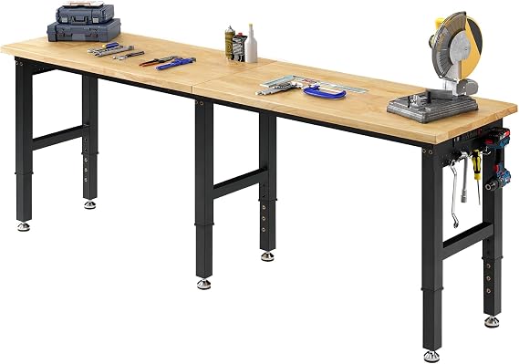 SPECRAFT 72-Inch Black Adjustable Heavy-Duty Workbench