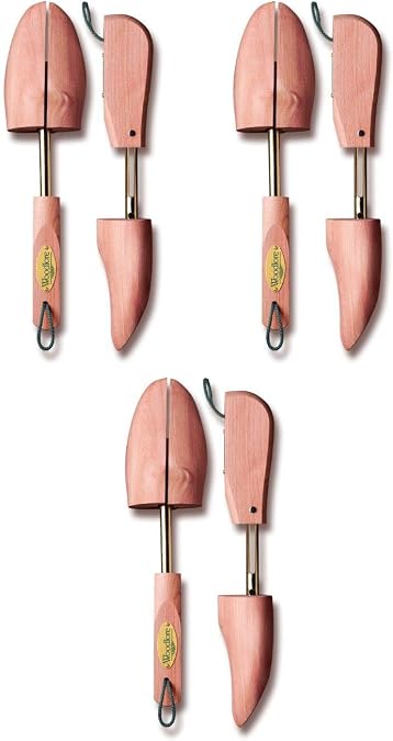 Woodlore Men's Cedar Shoe Tree 3-Pack (for 3 pairs of shoes) Made in USA - Adjustable Style