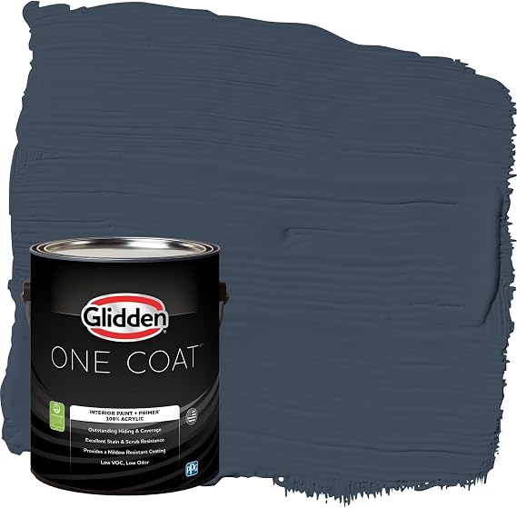 Glidden One Coat 1 gal. Cavalry/Navy Blue Eggshell Interior Paint with Primer