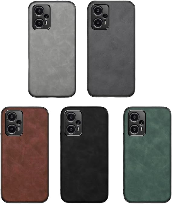 Microcase Xiaomi Redmi Note 12 Turbo/Poco F5 için Luxury Leather Series Deri Desenli Plastik Koruma Kılıf - AL8125 (Açık Gri)